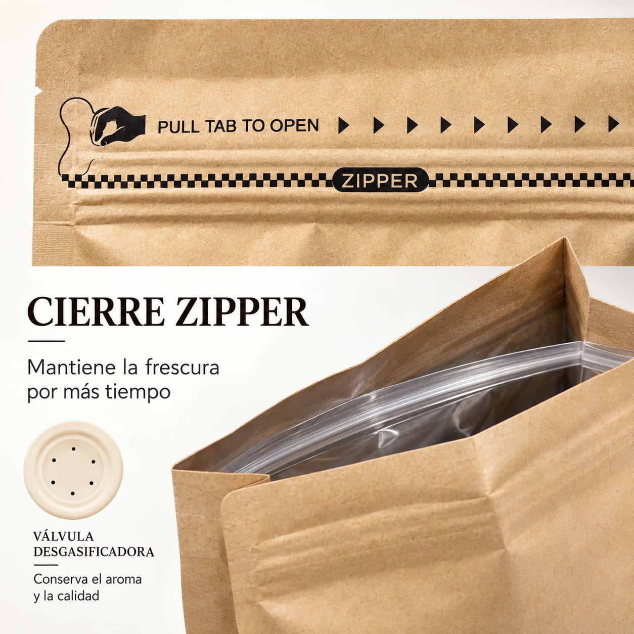 Detalle de Válvula y Zipper